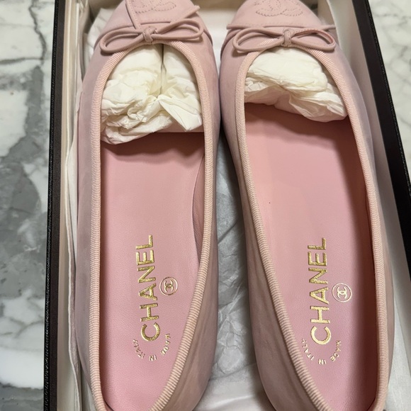 Brand New Never Worn Chanel Pink on Pink Suede Ballet Flats 39.5 - Picture 2 of 5